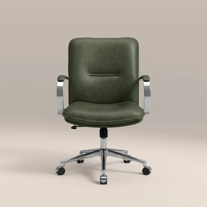 Flynn Office Chair Vintage Green Faux Leather & Chrome