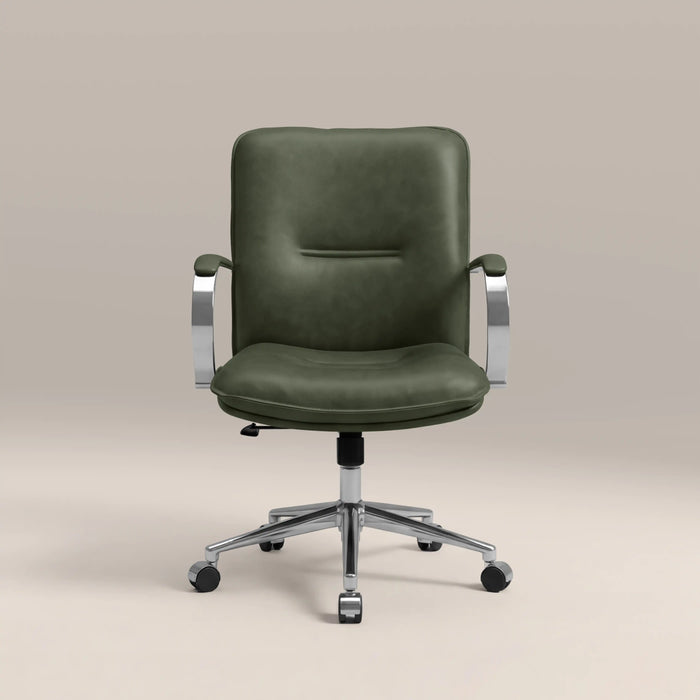 Flynn Office Chair | Vintage Green Faux Leather & Chrome