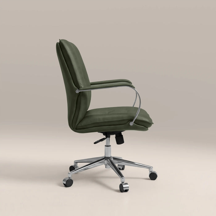 Flynn Office Chair | Vintage Green Faux Leather & Chrome