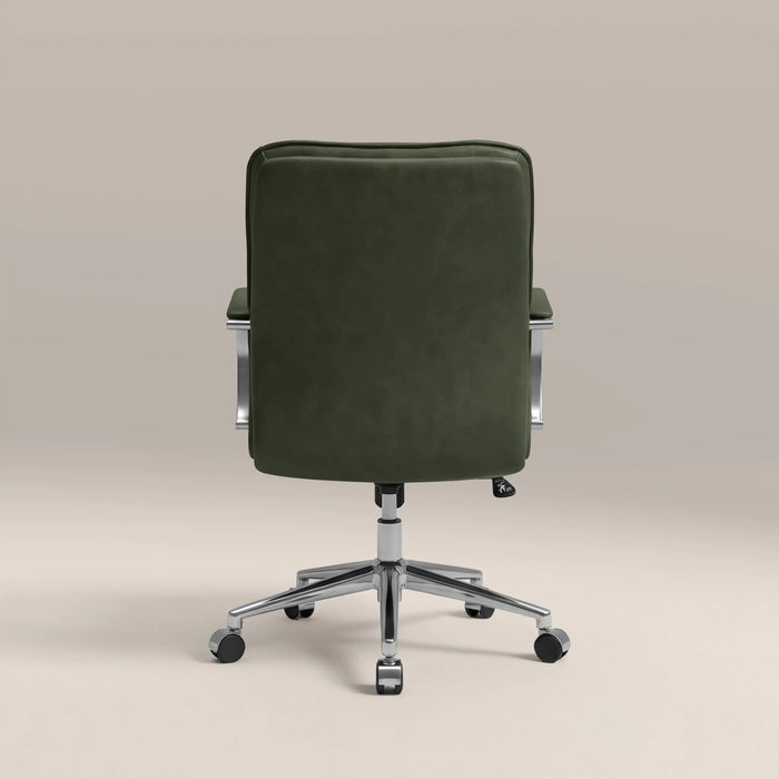 Flynn Office Chair | Vintage Green Faux Leather & Chrome