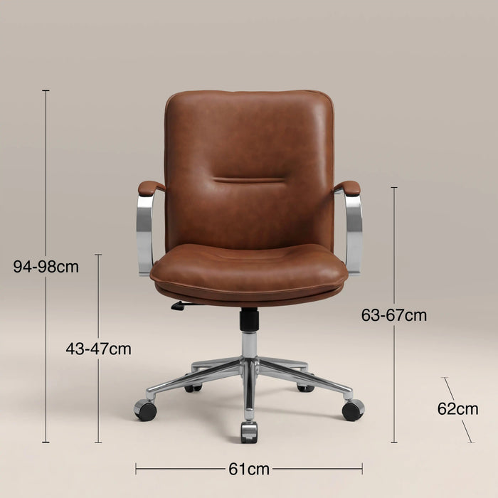 Flynn Office Chair Vintage Tan Faux Leather & Chrome