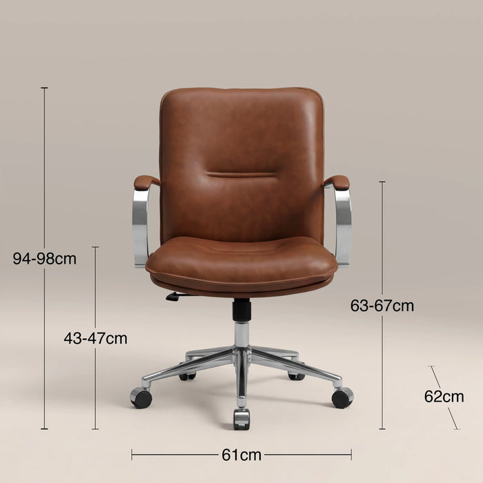 Flynn Office Chair | Vintage Tan Faux Leather & Chrome