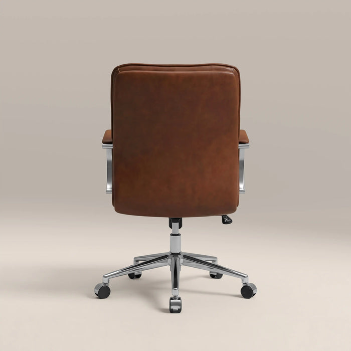 Flynn Office Chair | Vintage Tan Faux Leather & Chrome