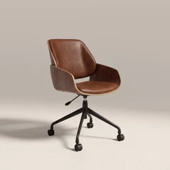 Franklin Office Chair | Vintage Tan Faux Leather & Walnut