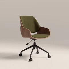 Franklin Office Chair | Moss Green Sustainable Mohair Velvet & Walnut