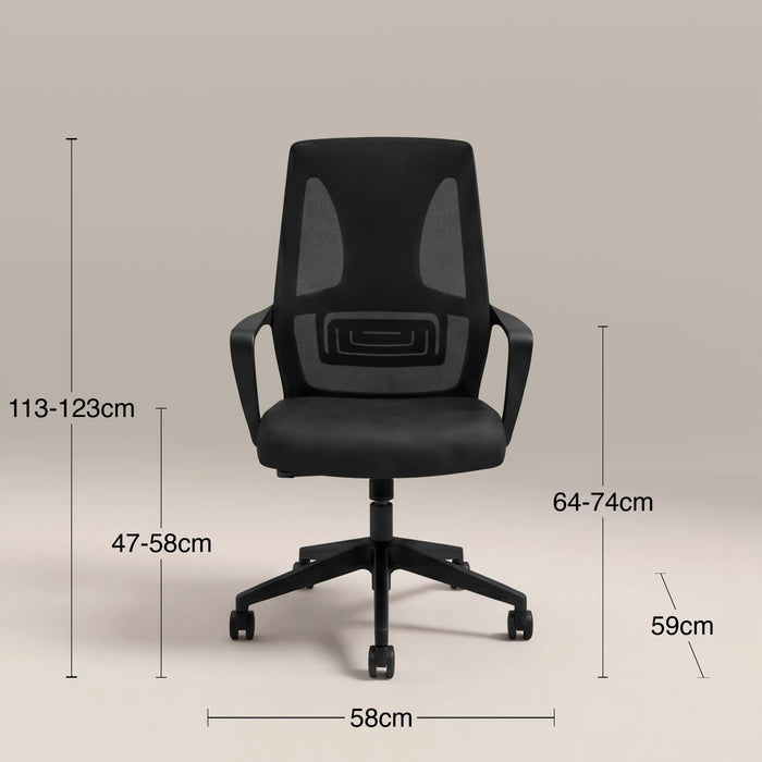 Moda Office Chair Vintage Black Faux Leather & Black