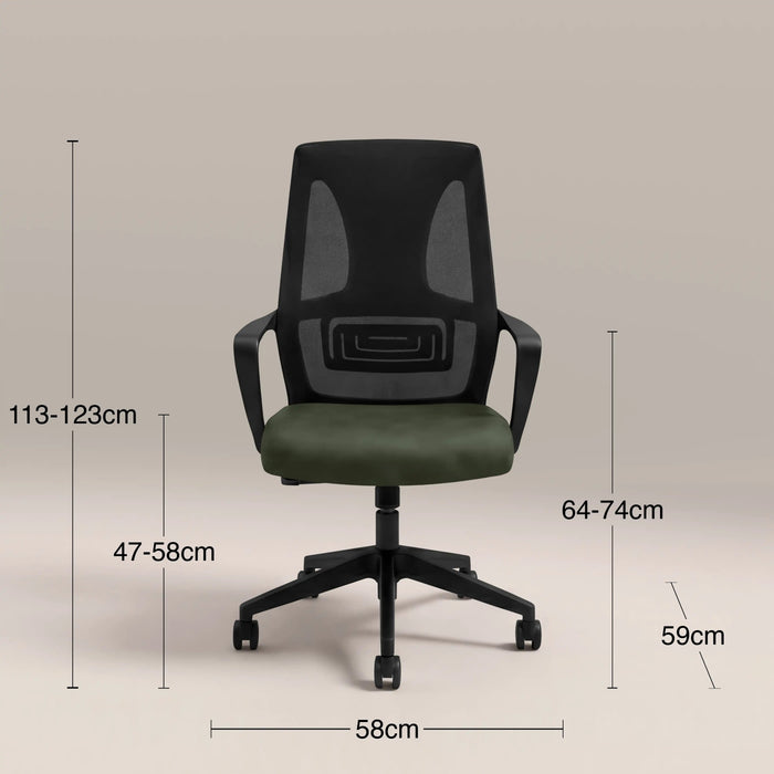Moda Office Chair Vintage Green Faux Leather & Black