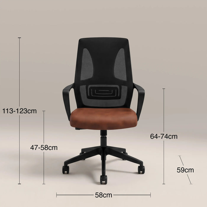 Moda Office Chair Vintage Tan Faux Leather & Black