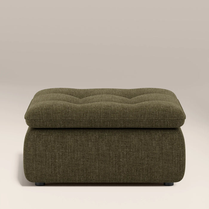 Bamba Ottoman | Olive Green Velvet Chenille