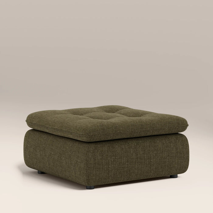 Bamba Ottoman | Olive Green Velvet Chenille
