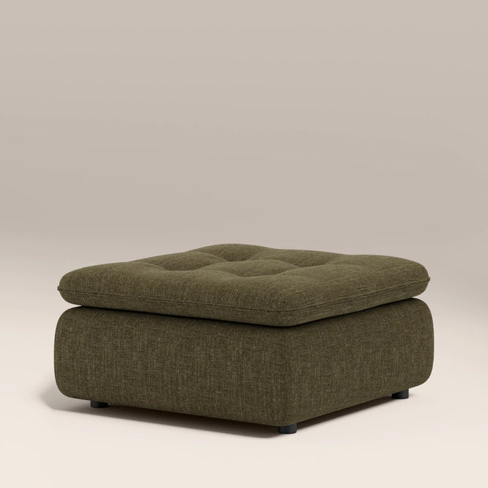 Bamba Ottoman | Olive Green Velvet Chenille