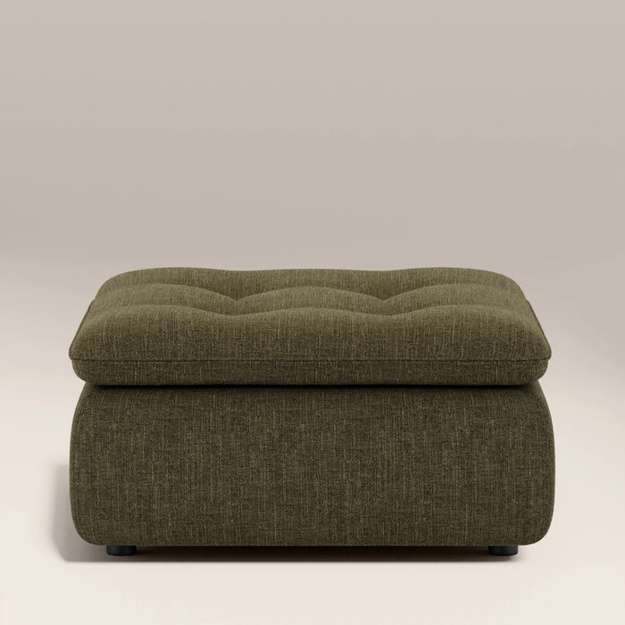 Bamba Ottoman | Olive Green Velvet Chenille