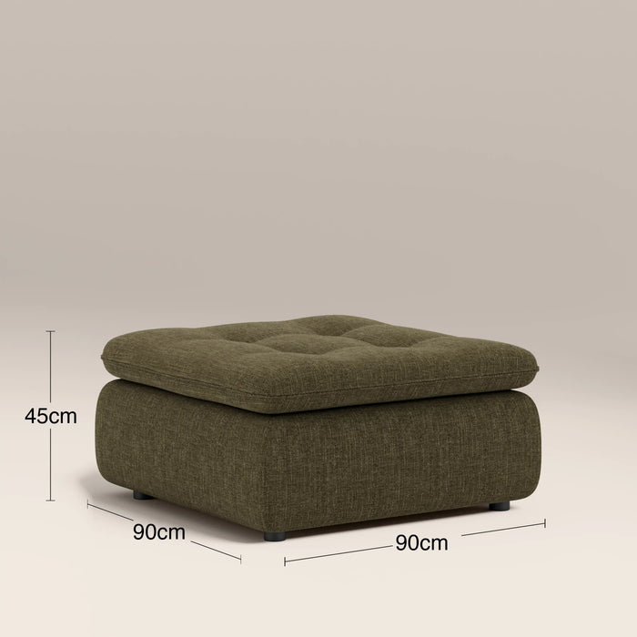 Bamba Ottoman | Olive Green Velvet Chenille