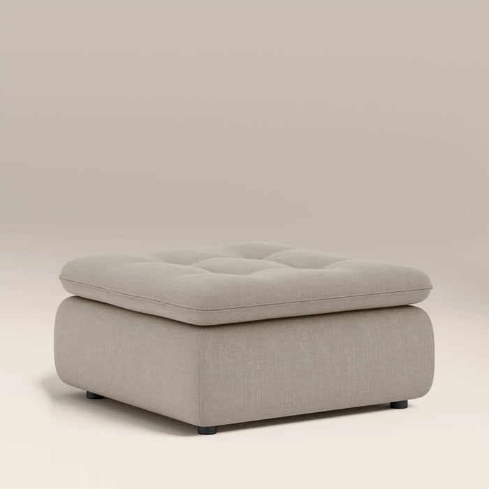 Bamba Ottoman | Pebble Grey Velvet Chenille