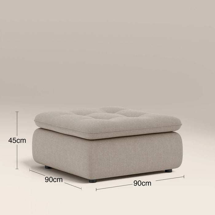 Bamba Ottoman Pebble Grey Velvet Chenille