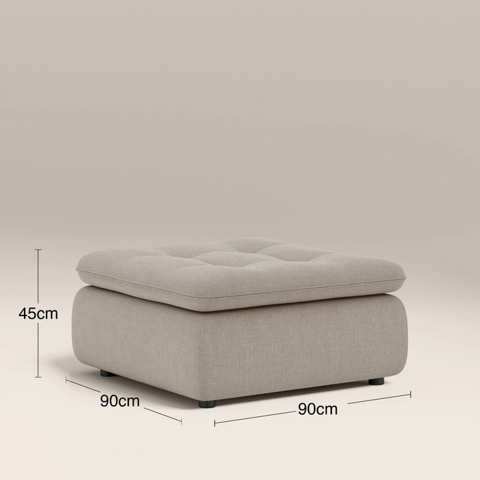 Bamba Ottoman | Pebble Grey Velvet Chenille