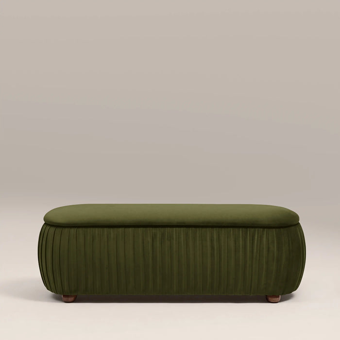 Bronte Storage Ottoman | Olive Green Sustainable Velvet
