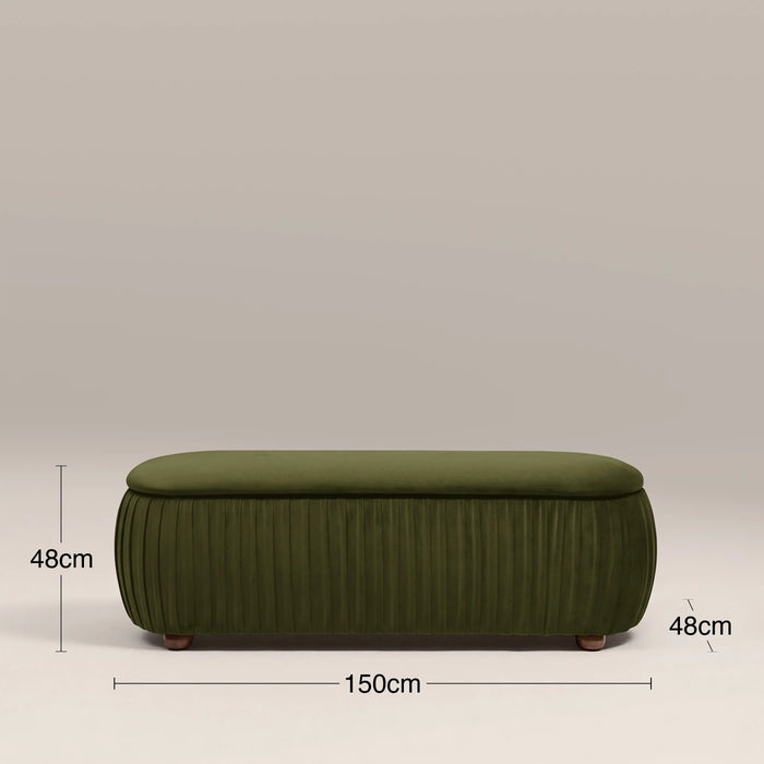 Bronte Storage Ottoman | Olive Green Sustainable Velvet
