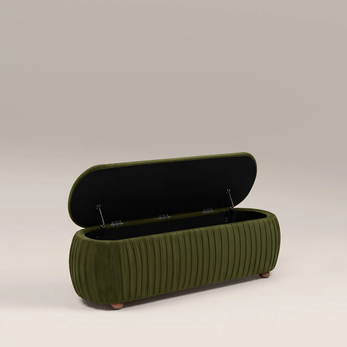 Bronte Storage Ottoman | Olive Green Sustainable Velvet