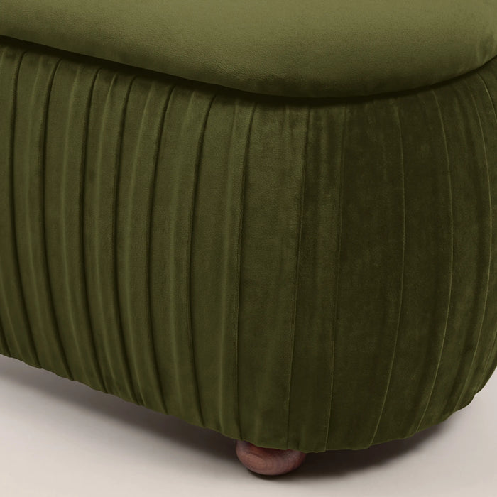 Bronte Storage Ottoman | Olive Green Sustainable Velvet