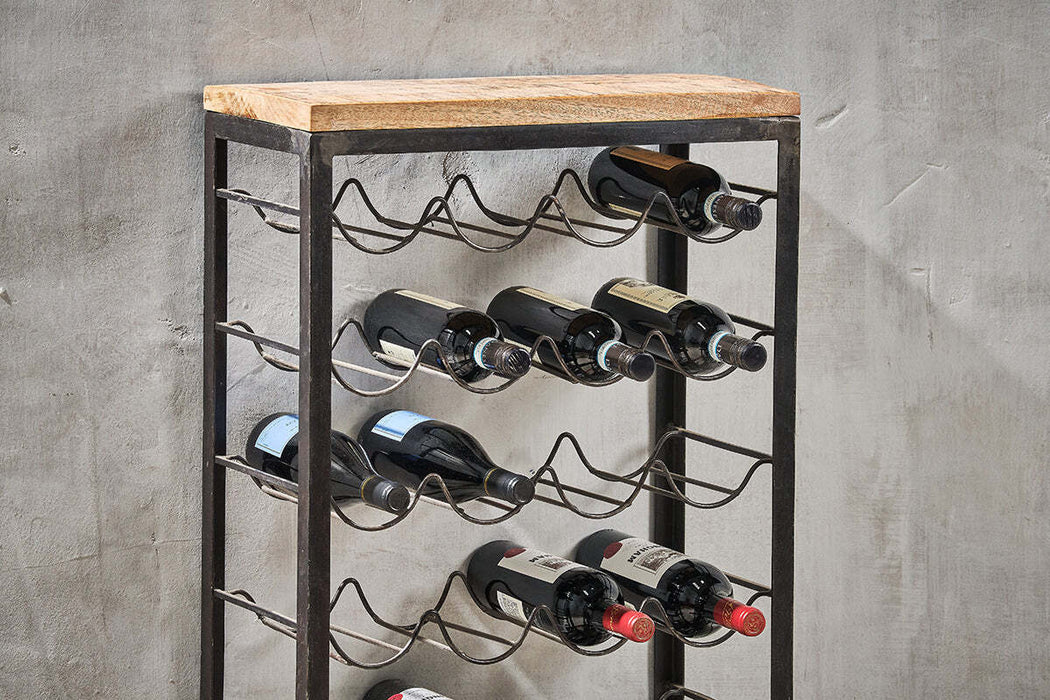 Obra Industrial Wine Rack Mango Wood Iron Large