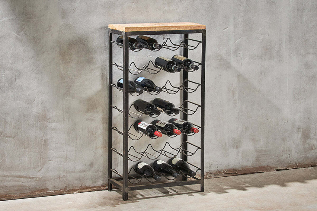 Obra Industrial Wine Rack Mango Wood Iron Large