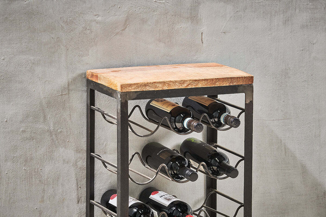 Obra Industrial Wine Rack Mango Wood Iron Small