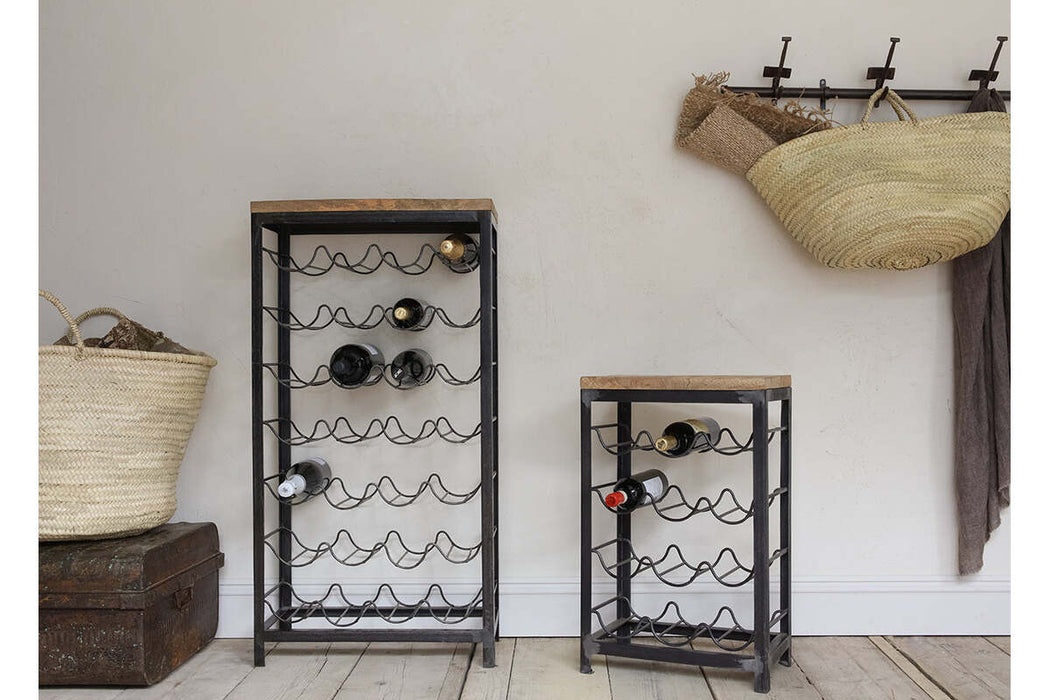 Obra Industrial Wine Rack Mango Wood Iron Small