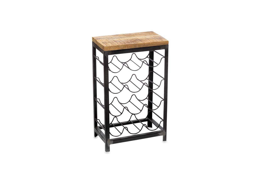 Obra Industrial Wine Rack Mango Wood Iron Small