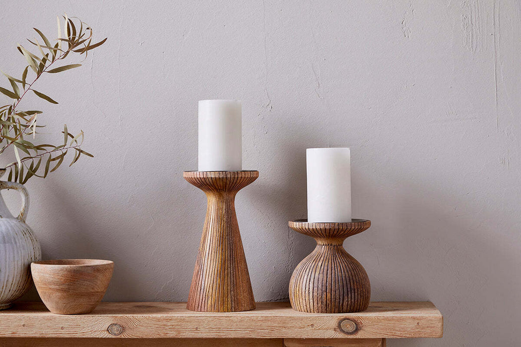 Omari Mango Wood Candlestick Natural