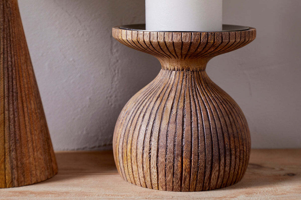 Omari Mango Wood Candlestick Natural