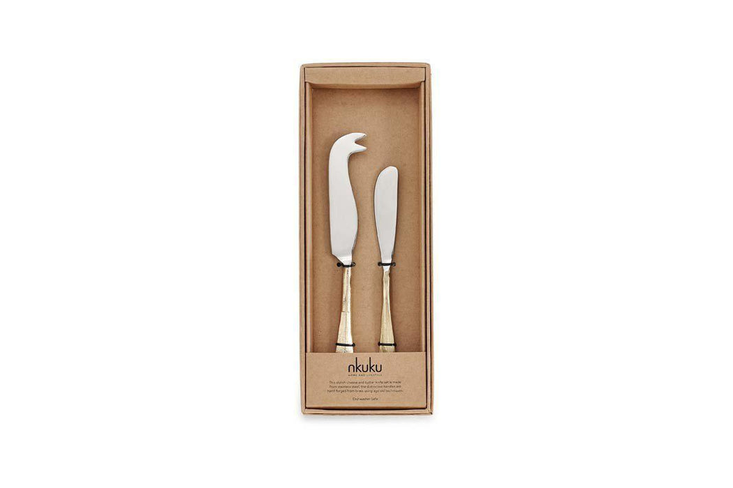 Osko Cheese Butter Knife Set Brushed Gold Set Of 2
