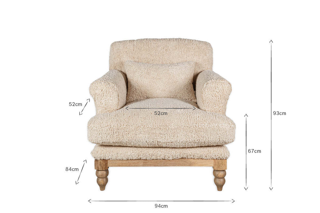 Otas Teddy Cotton Armchair Off White