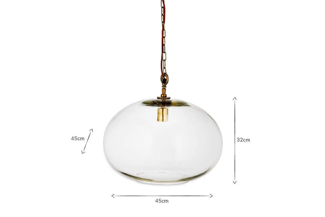 Otoro Recycled Glass Pendant Clear Glass Large Round