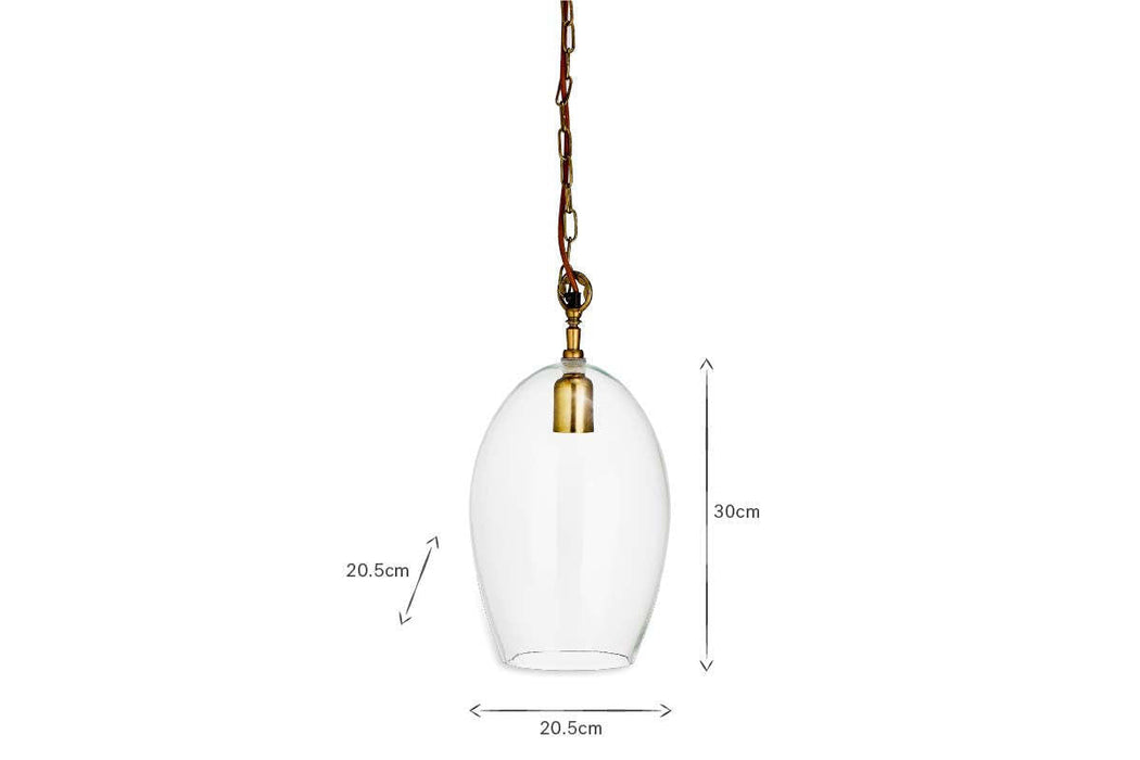 Otoro Recycled Glass Pendant Clear Glass Small Oval