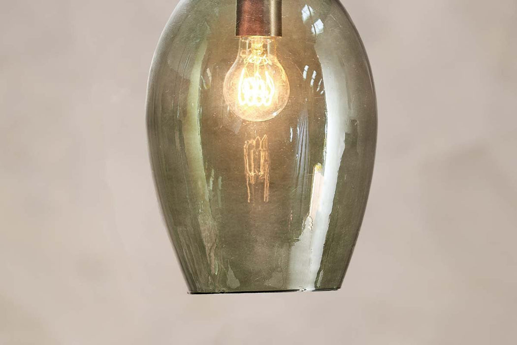 Otoro Recycled Glass Pendant Green Smoke Large Oval