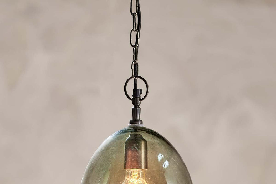 Otoro Recycled Glass Pendant Green Smoke Large Oval