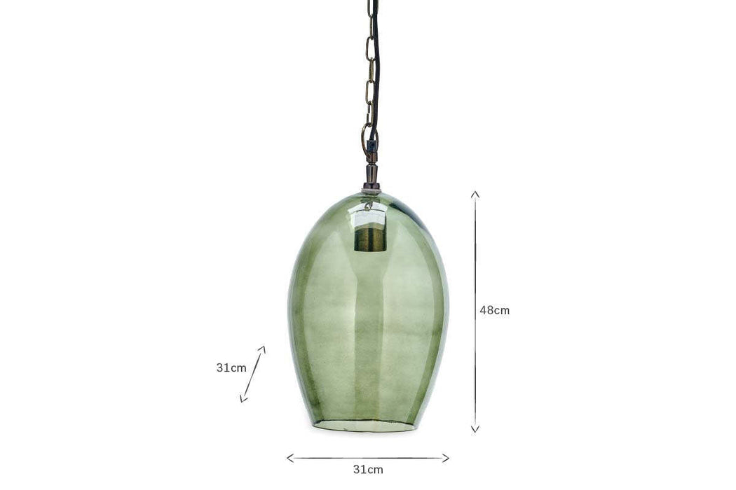 Otoro Recycled Glass Pendant Green Smoke Large Oval