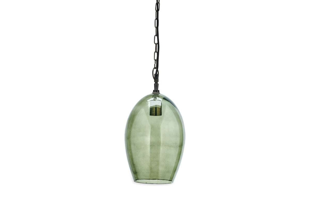 Otoro Recycled Glass Pendant Green Smoke Large Oval