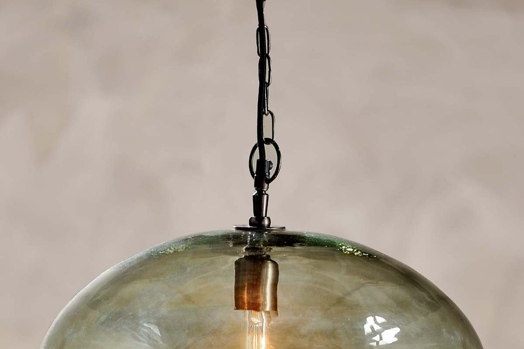 Otoro Recycled Glass Pendant Green Smoke Large Round