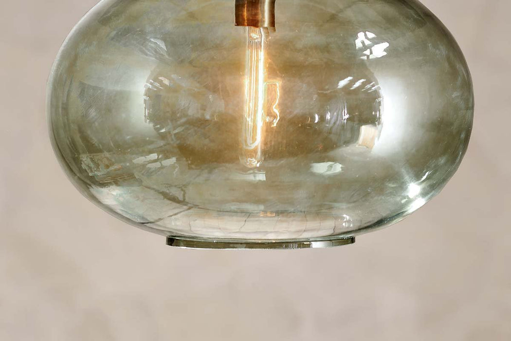 Otoro Recycled Glass Pendant Green Smoke Large Round