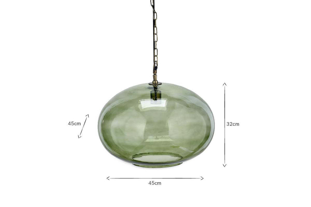 Otoro Recycled Glass Pendant Green Smoke Large Round