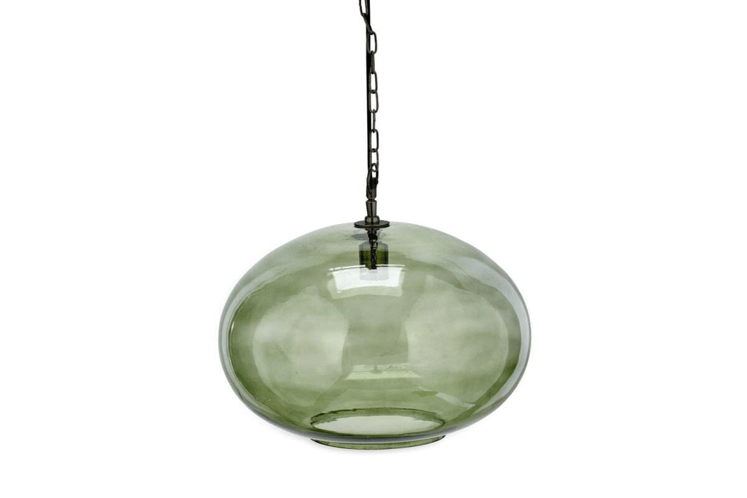 Otoro Recycled Glass Pendant Green Smoke Large Round