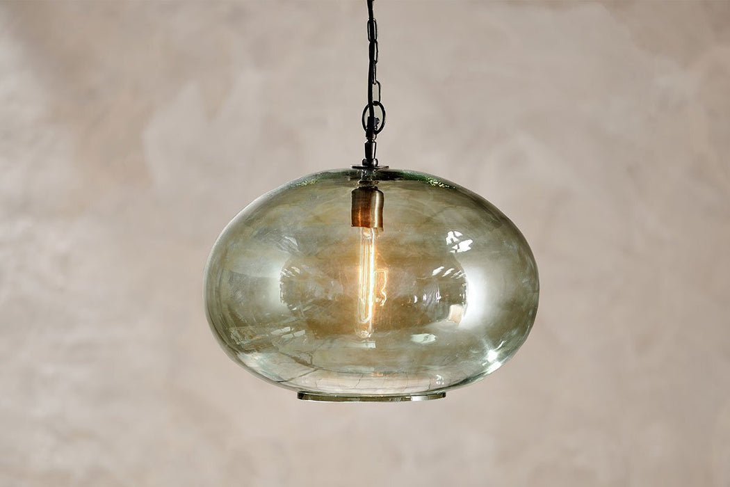 Otoro Recycled Glass Pendant Green Smoke Large Round