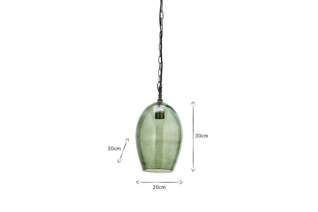 Otoro Recycled Glass Pendant Green Smoke Small Oval