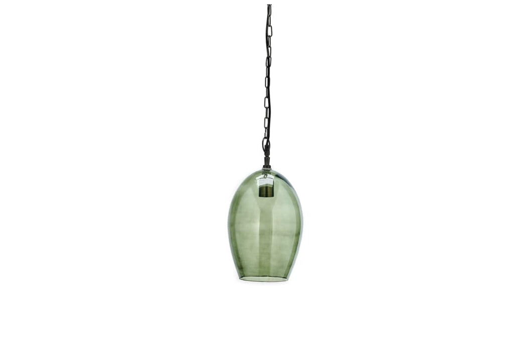 Otoro Recycled Glass Pendant Green Smoke Small Oval