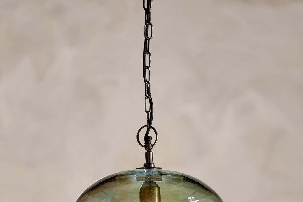 Otoro Recycled Glass Pendant Green Smoke Small Round