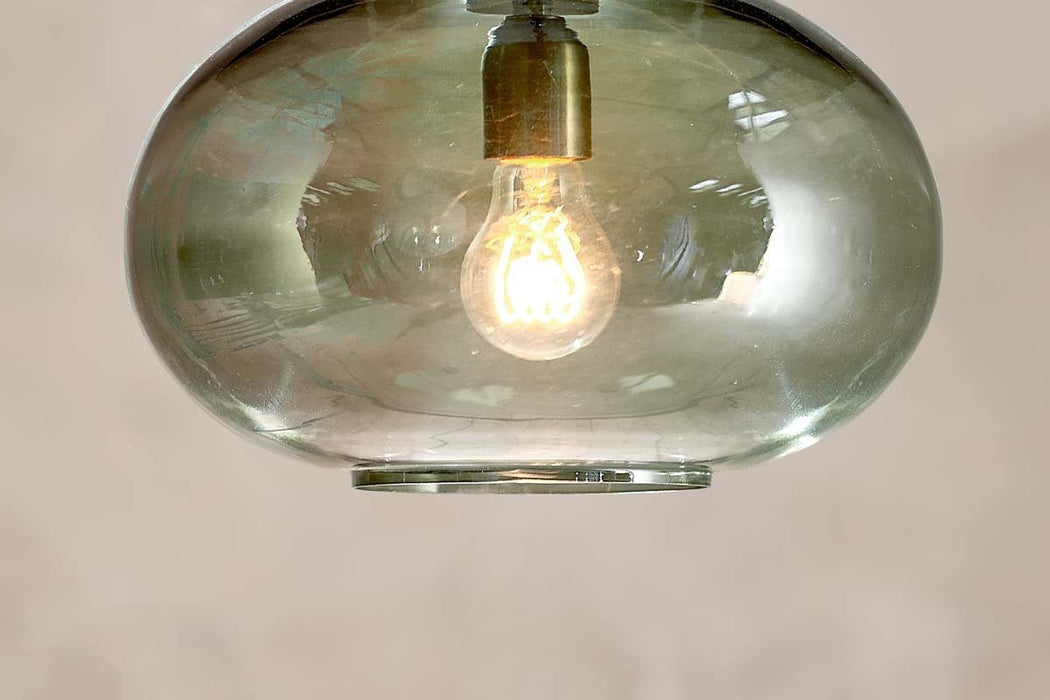 Otoro Recycled Glass Pendant Green Smoke Small Round