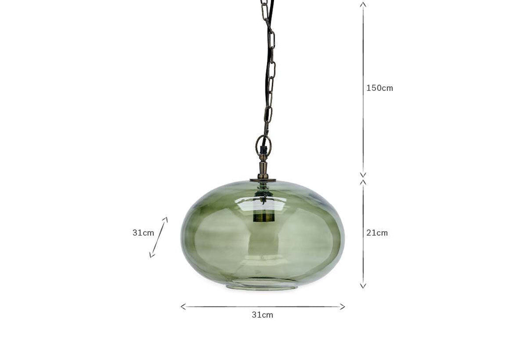 Otoro Recycled Glass Pendant Green Smoke Small Round