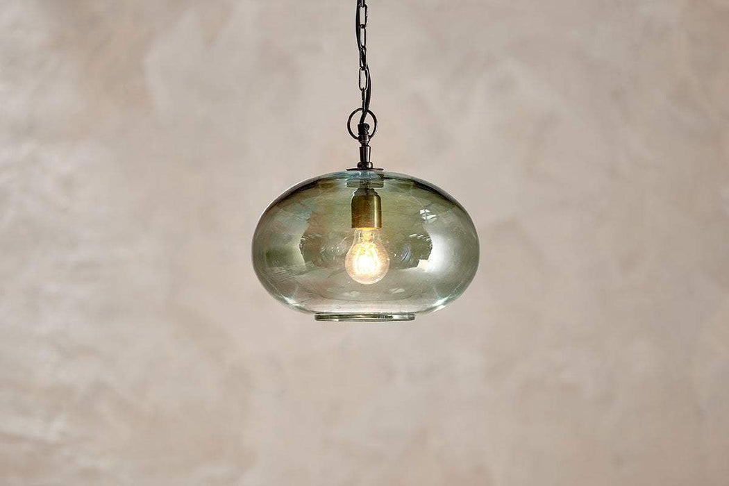 Otoro Recycled Glass Pendant Green Smoke Small Round